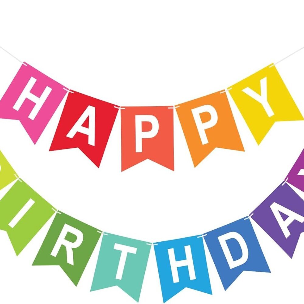 Happy Birthday Colorful Rainbow Banner - Pre-Strung No Diy Sign, Hanging Decorat